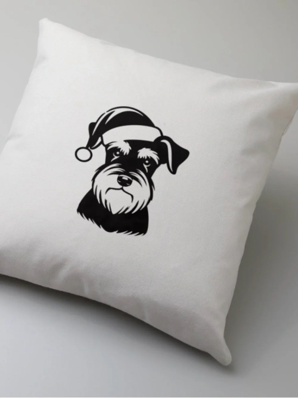 Makers Market White Pillow Cover with Black Schnauzer Graphic